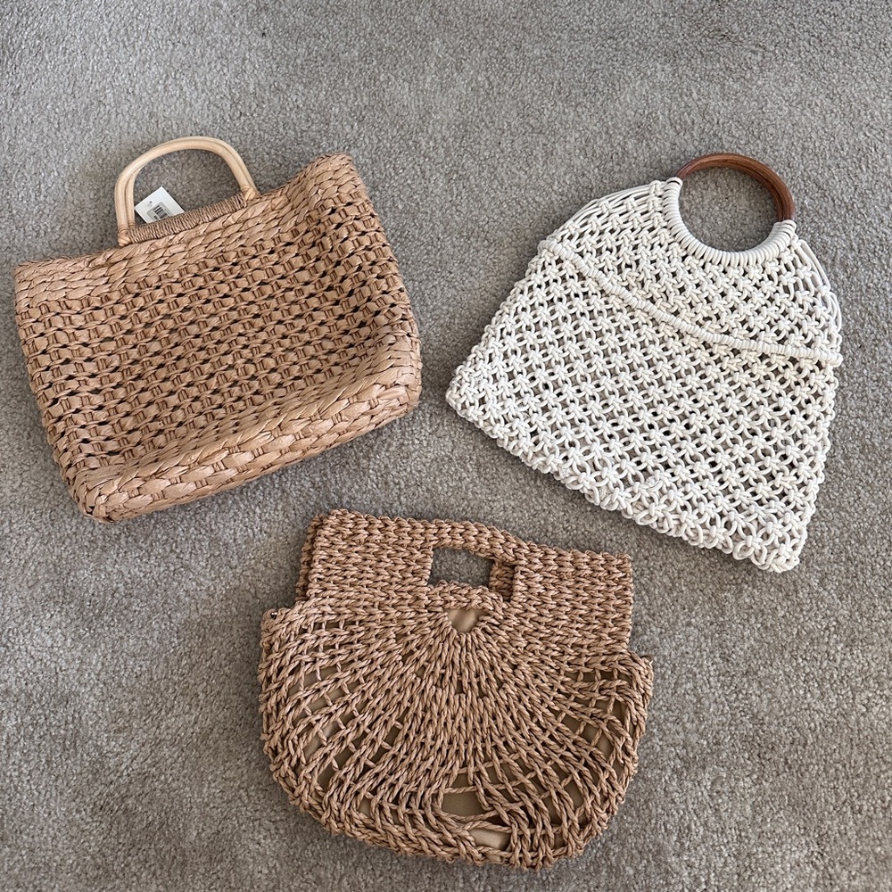 3 vacation beach straw bags